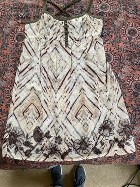 Eloise Lightweight Printed sundress in Cream & Brown